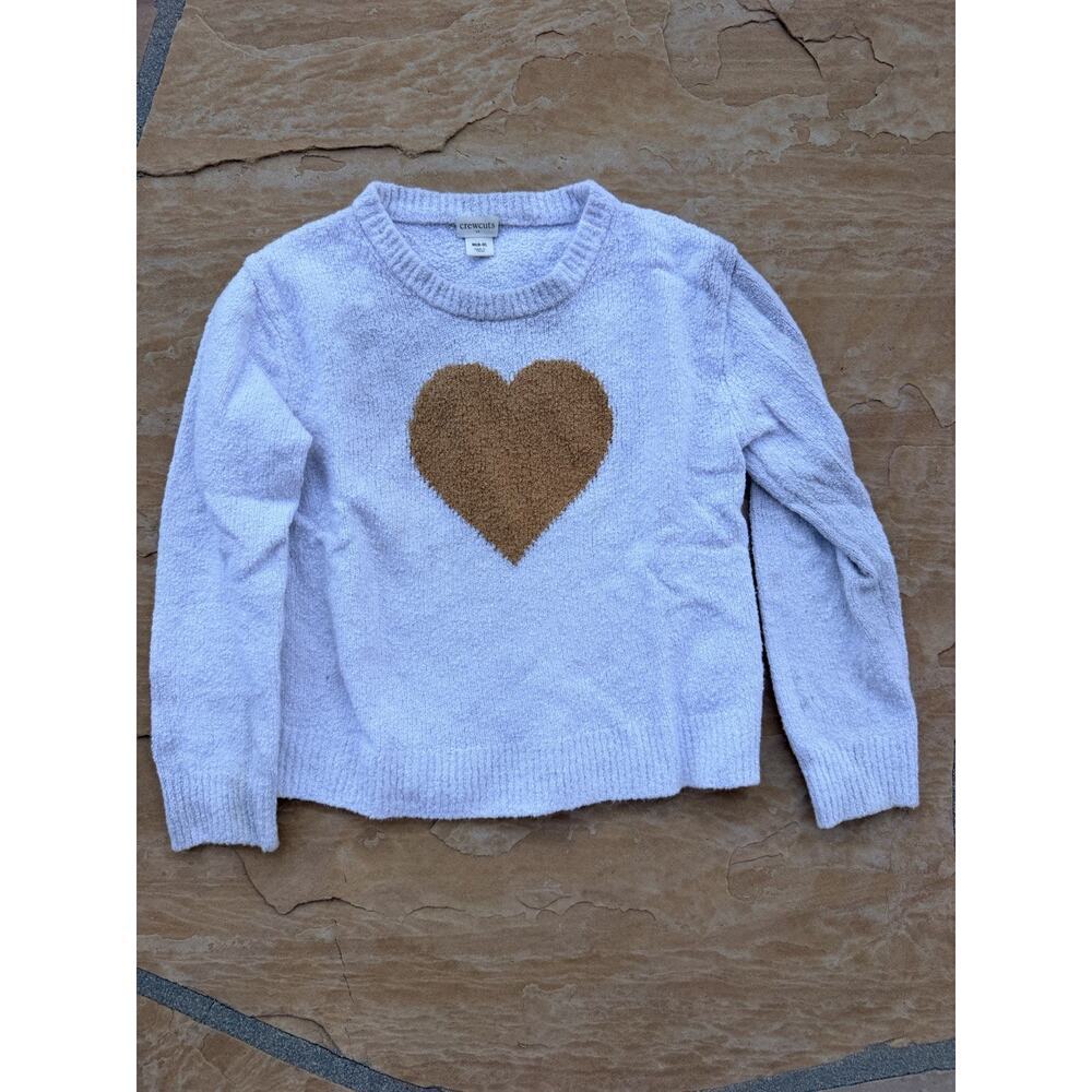 Crewcuts by J. Crew Cream Fuzzy Heart Sweater Kids Size Medium